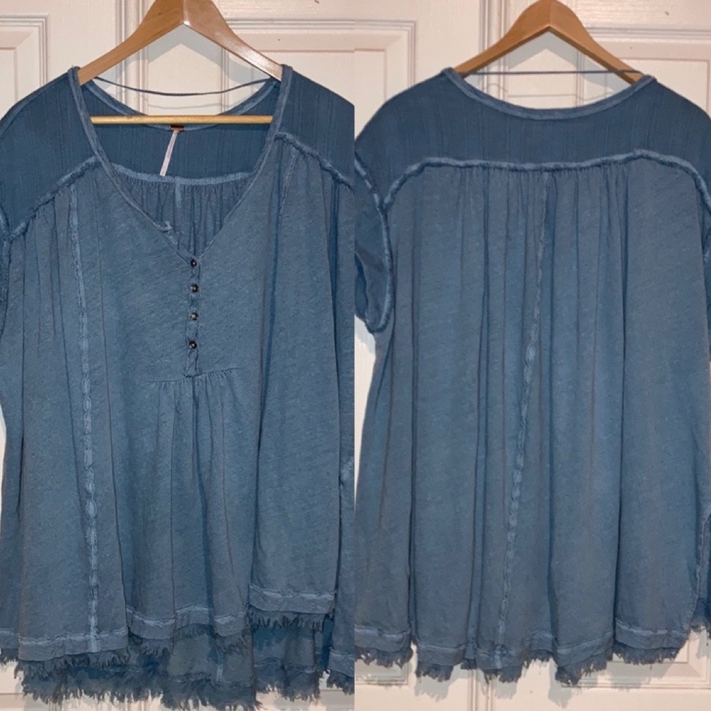 SOLD 🎉 Free People Blue Aster Henley Tunic - Picture 8 of 9